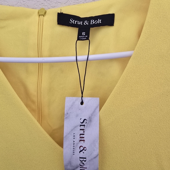 NWT Strut & Bolt Yellow Bell Sleeve Mini Dress | S - Picture 2 of 4